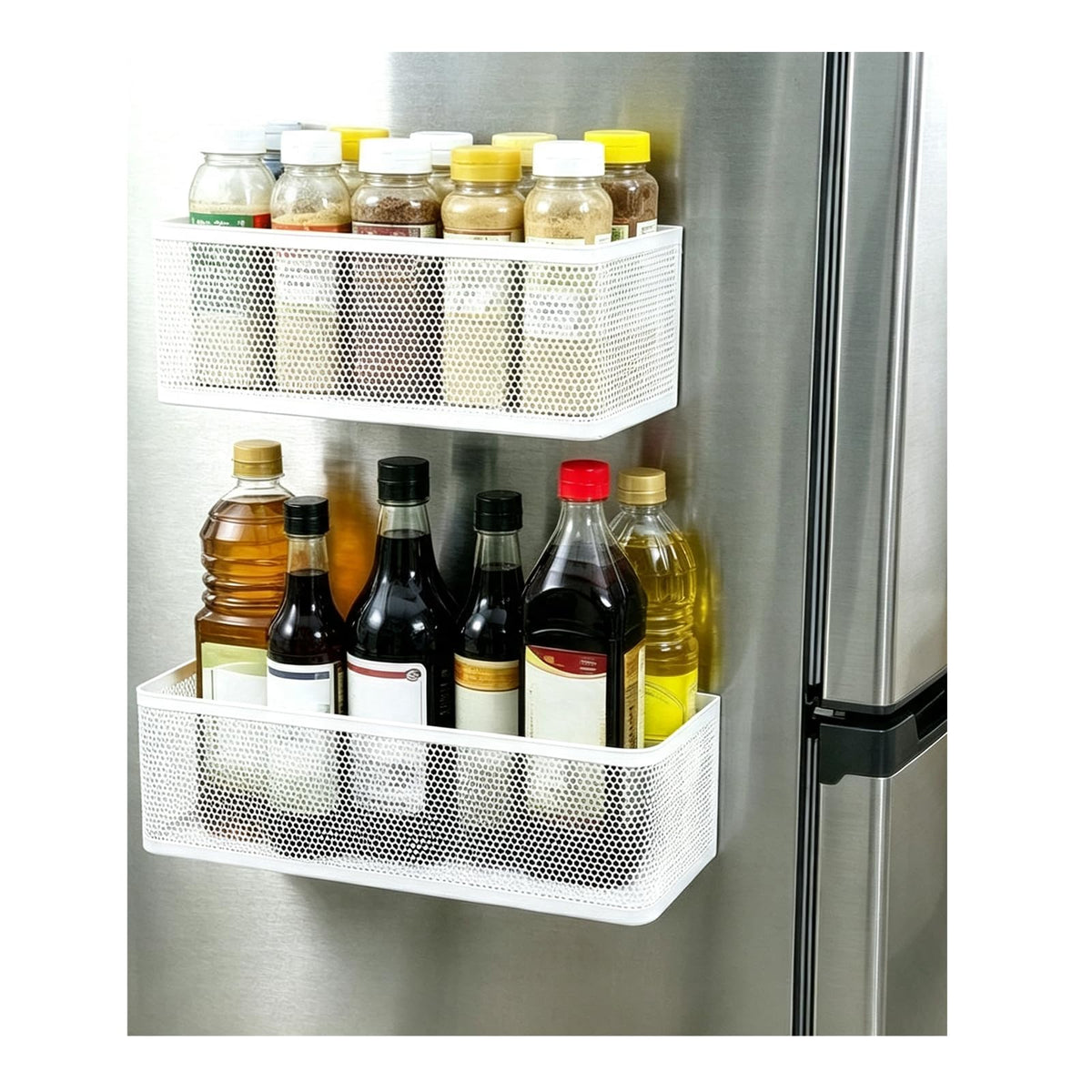 HOMEFISH 2 Pack Magnetic Shelves Washer Dryer Fridge Spice Rack, White
