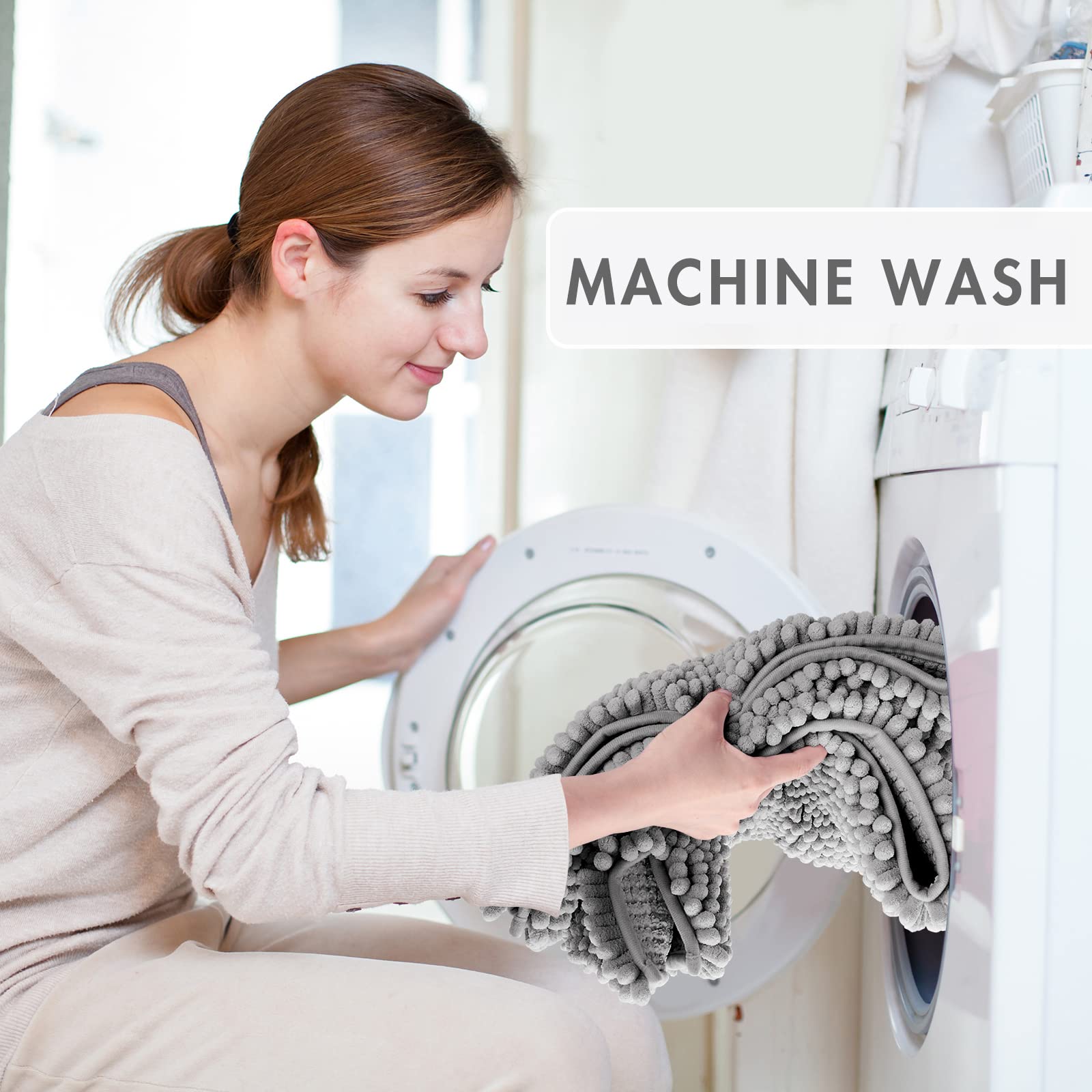 Yimobra Bathroom Rugs Sets 2 Piece, Luxury Fluffy Chenille Bathroom Rugs Toilet Mat, Soft Comfortable Non Slip Bath Rug, Machine