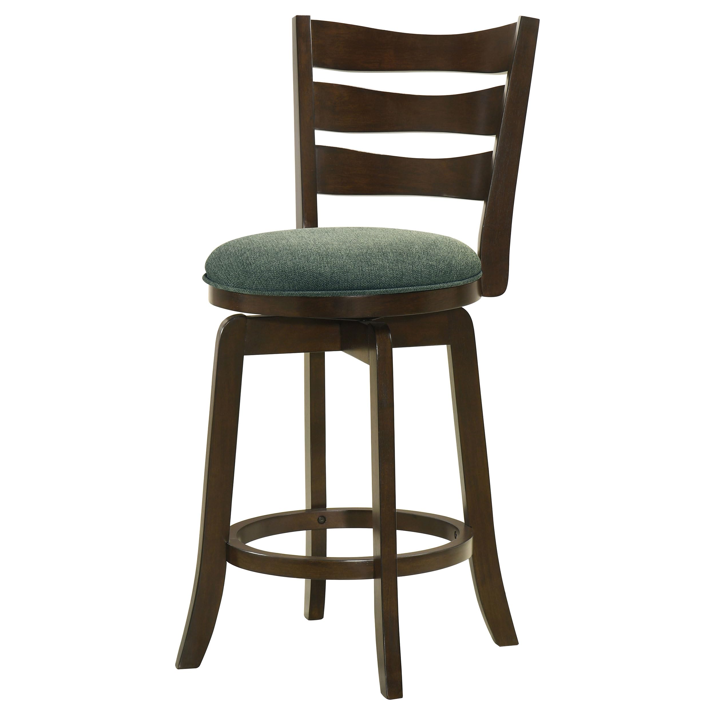 Coaster Home Furnishings Murphy Ladder Back Counter Height Swivel Bar Stool Dark Cherry and Hunter Green