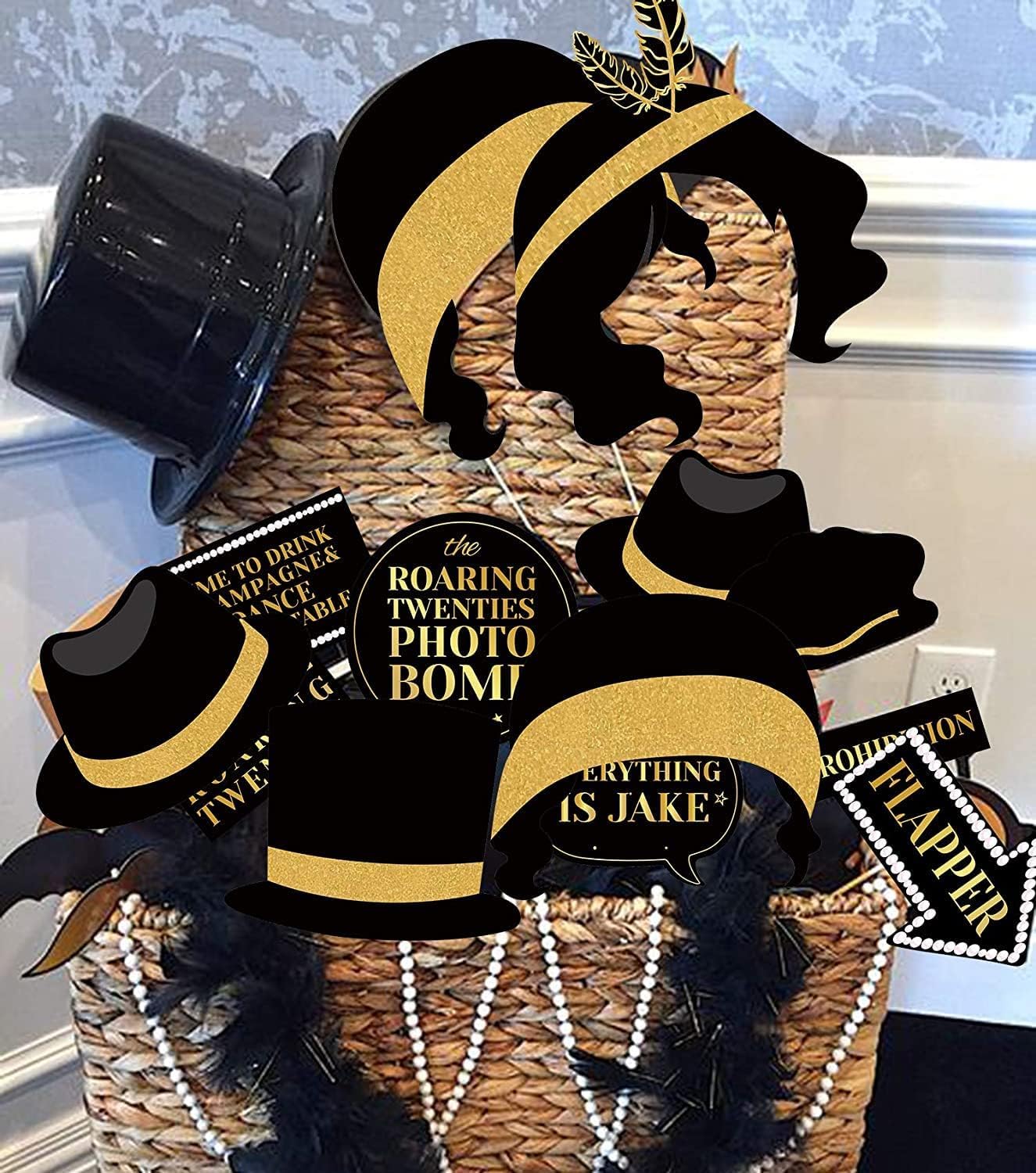 42Pcs 1920S Photo Booth Props Roaring 20'S Party Photo Props,1920S Party Supplies For Luxury Party, Speakeasy Party, Gangster Pa