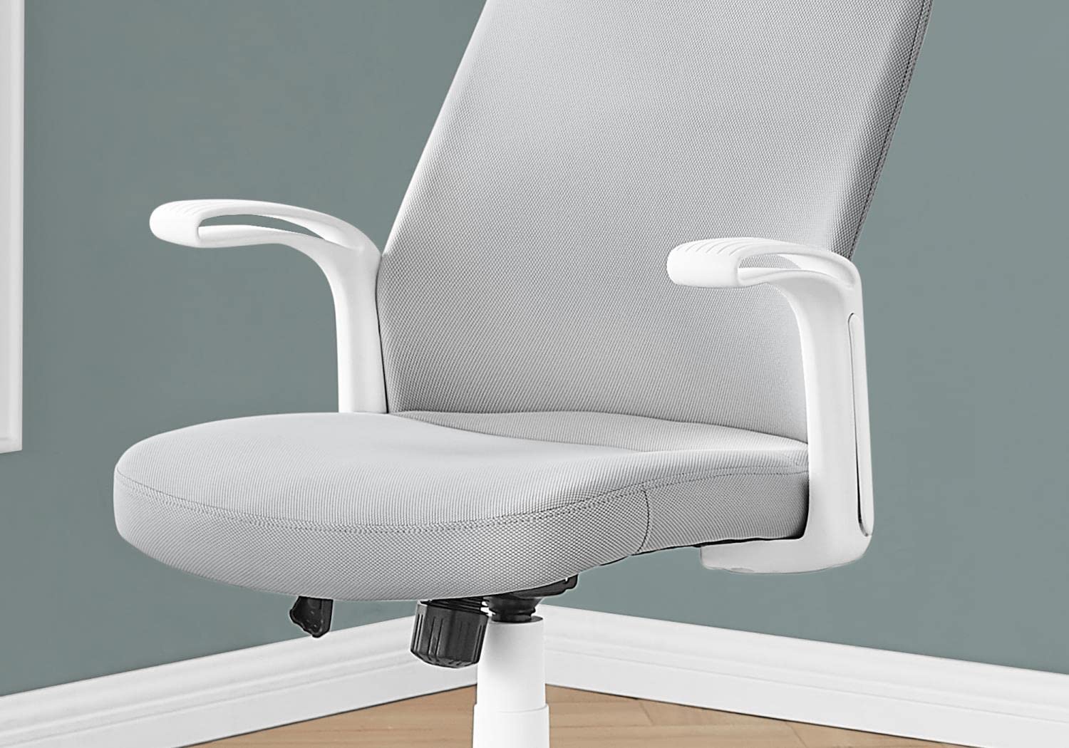 Monarch Specialties 7324, Adjustable Height, Swivel, Ergonomic, Armrests, Computer Desk, Work, Metal, Mesh, Contemporary, Modern Office Chair Multi Position, 24'L x 24.75'W x 40.5'H, Grey Fabric/White