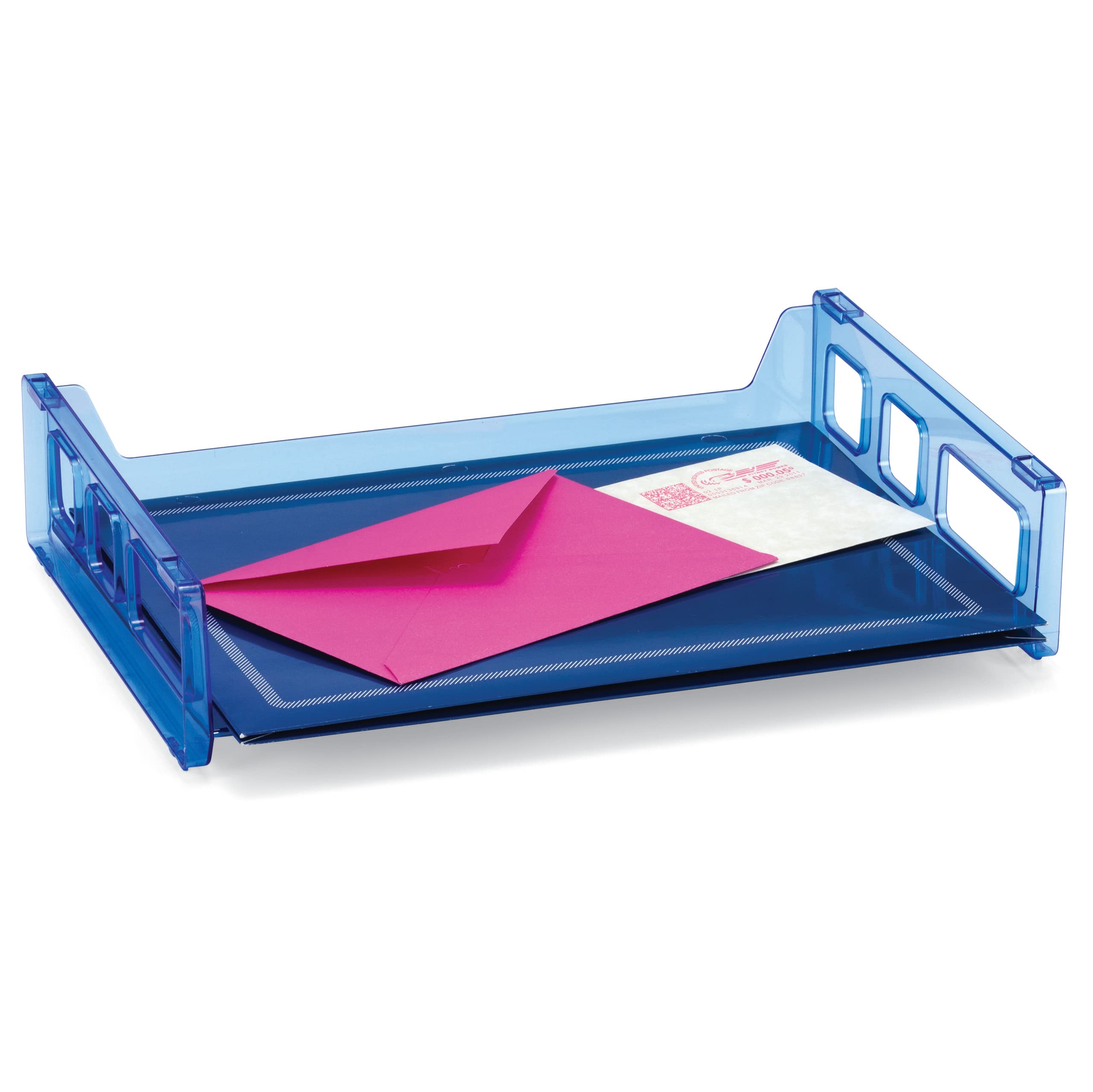 Officemate Blue Glacier Side Load Letter Tray, Transparent Blue (23218)