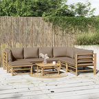 vidaXL 8 Piece Patio Lounge Set with Taupe Cushions Bamboo