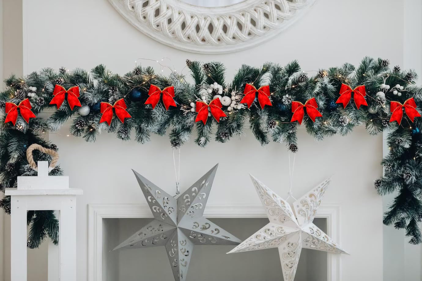 Threetols 10Pcs Christmas Wreath Bows, Red Velvet Bows For Wreath Rustic Farmhouse Bows For Front Door Winter Red Bows Christmas