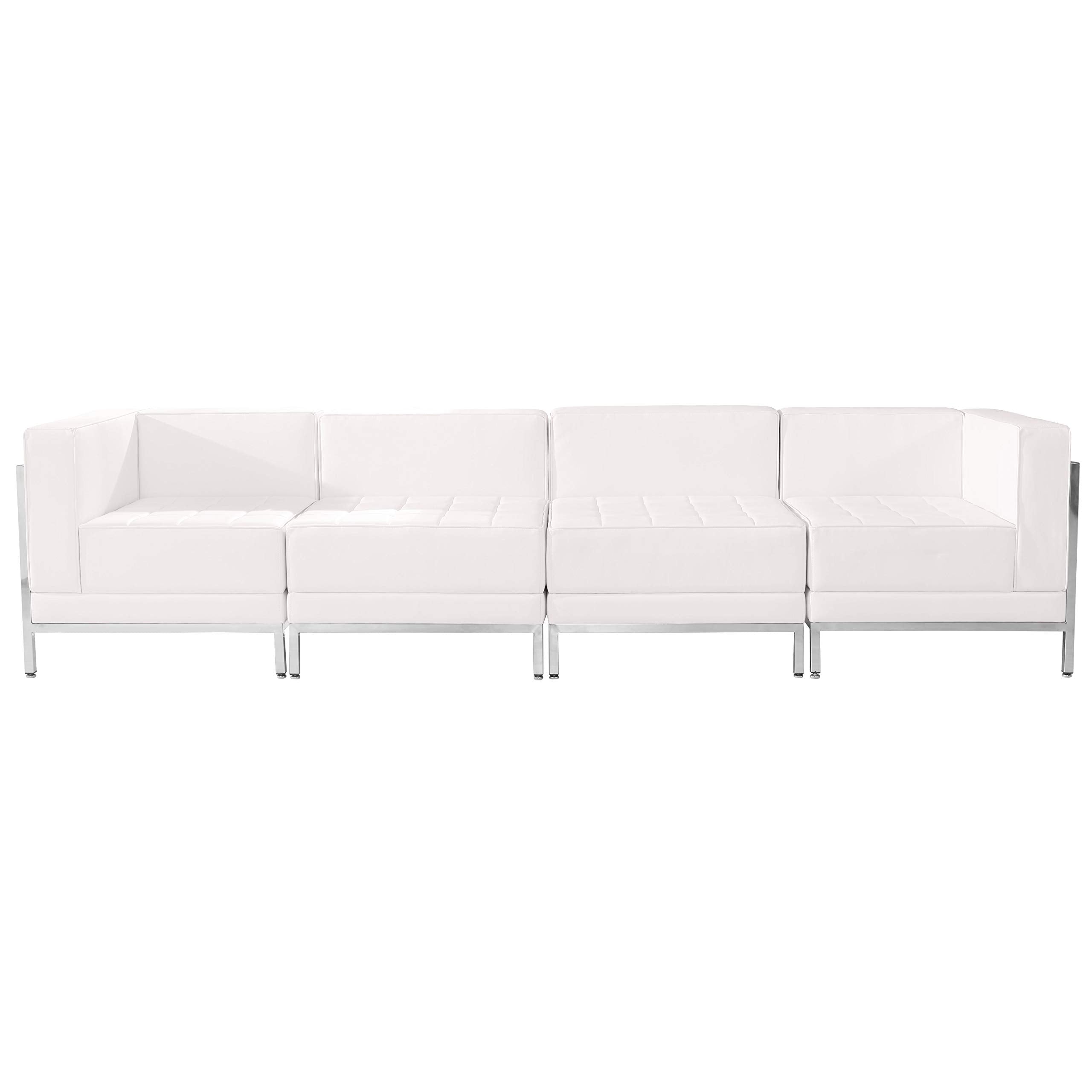 Flash Furniture HERCULES Imagination Series White LeatherSoft 4 Piece Lounge Set