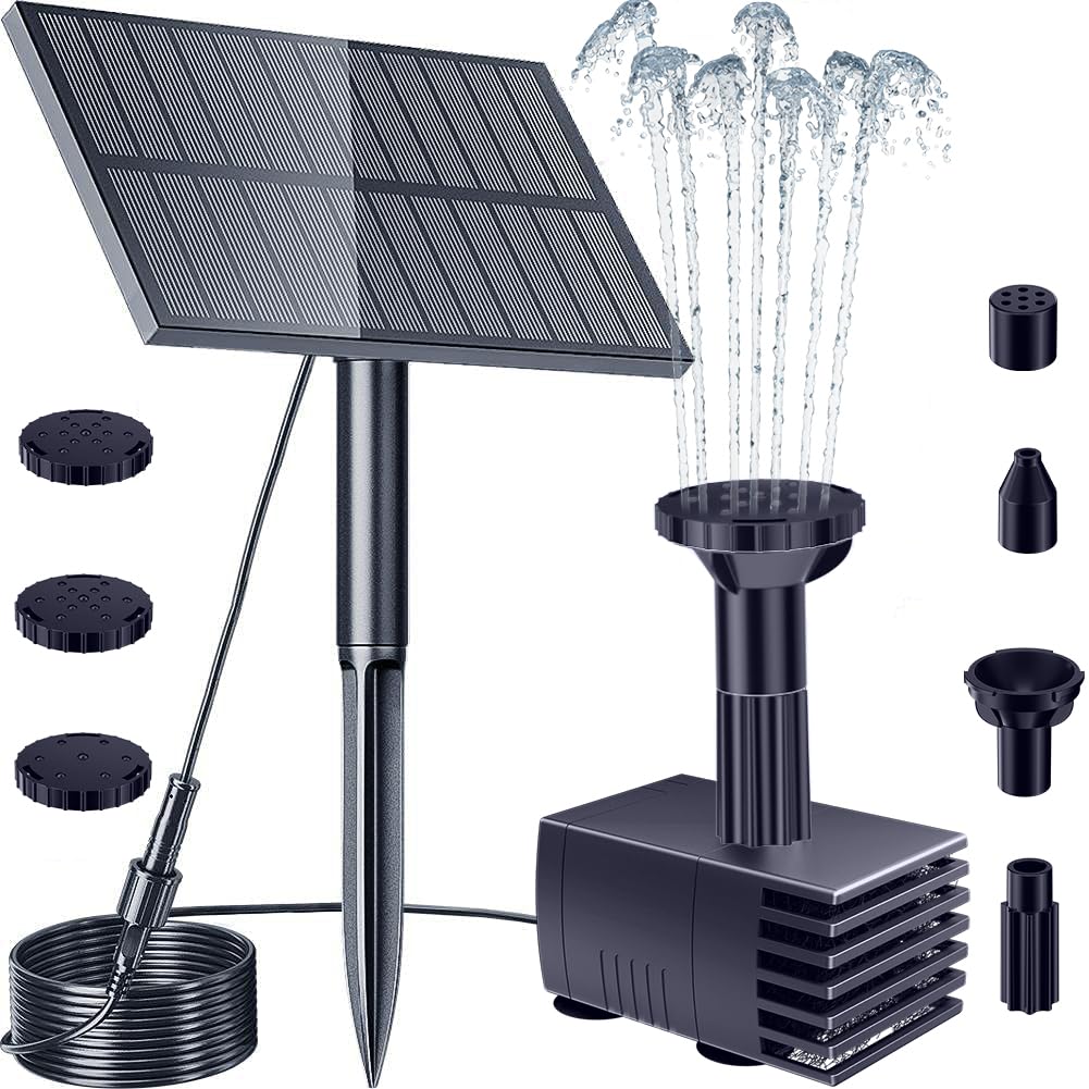 Biling Solar Water Fountain Pump Outdoor, Upgraded Solar Fountain Pond Pump Kit With Stake, Solar Powered Fountain Water Pump Fo