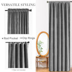 Lazzzy Velvet Grey Blackout Curtains 108 Inches Long Thermal Insulated Drapes For Bedroom Living Room Darkening Window Treatment