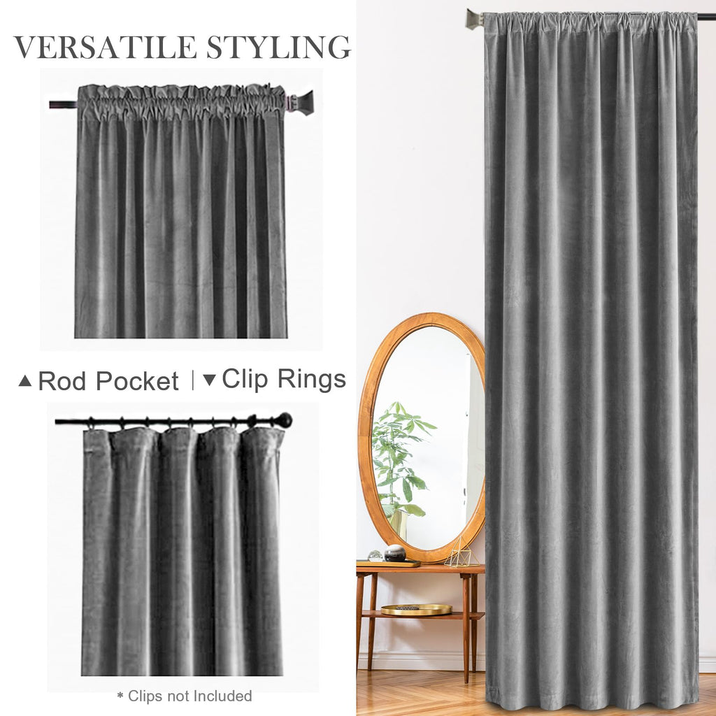 Lazzzy Velvet Grey Blackout Curtains 72 Inches Long Thermal Insulated Drapes For Bedroom Living Room Darkening Window Treatments Rod Pocket 2 Panels