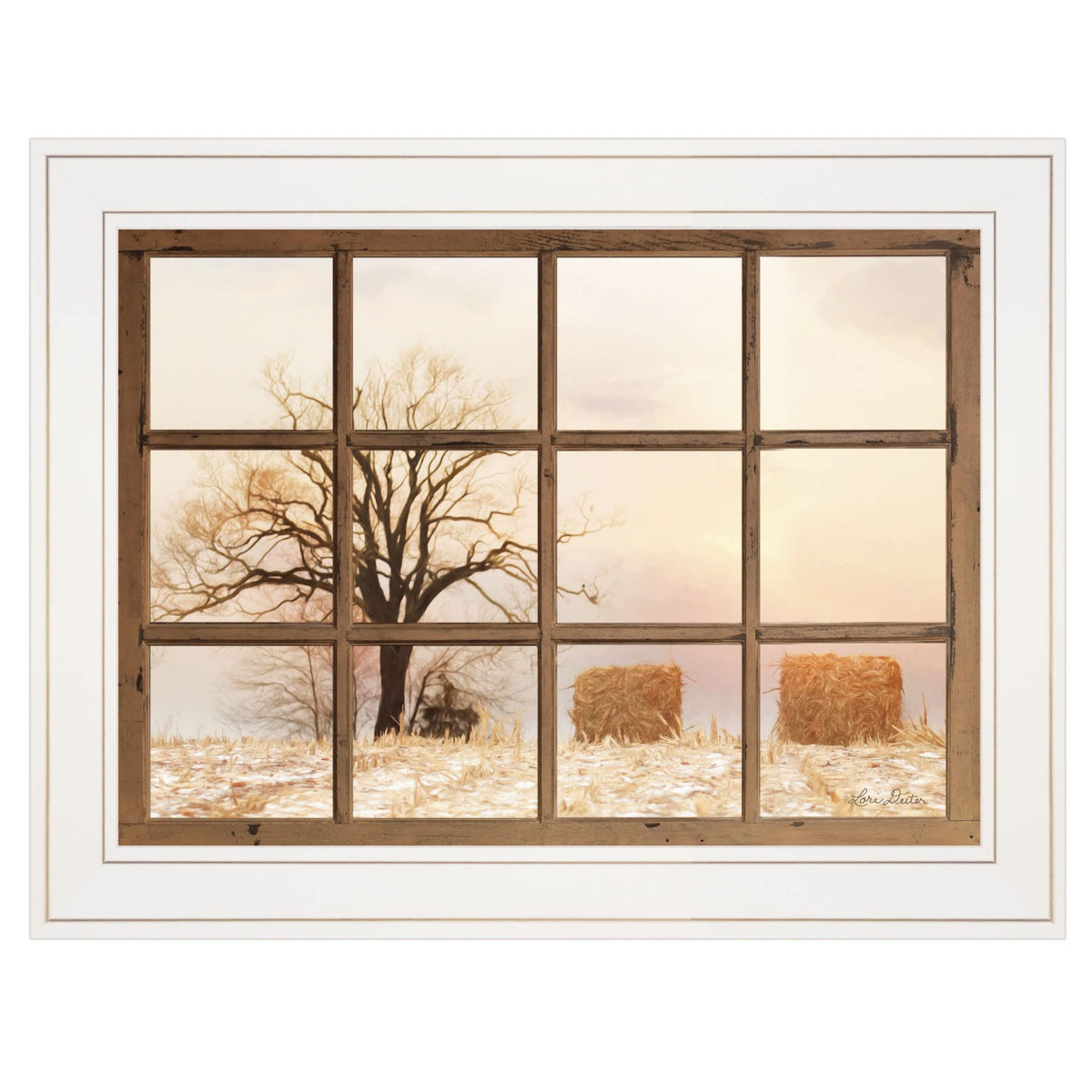 View Of Fields White Framed Print Wall Art