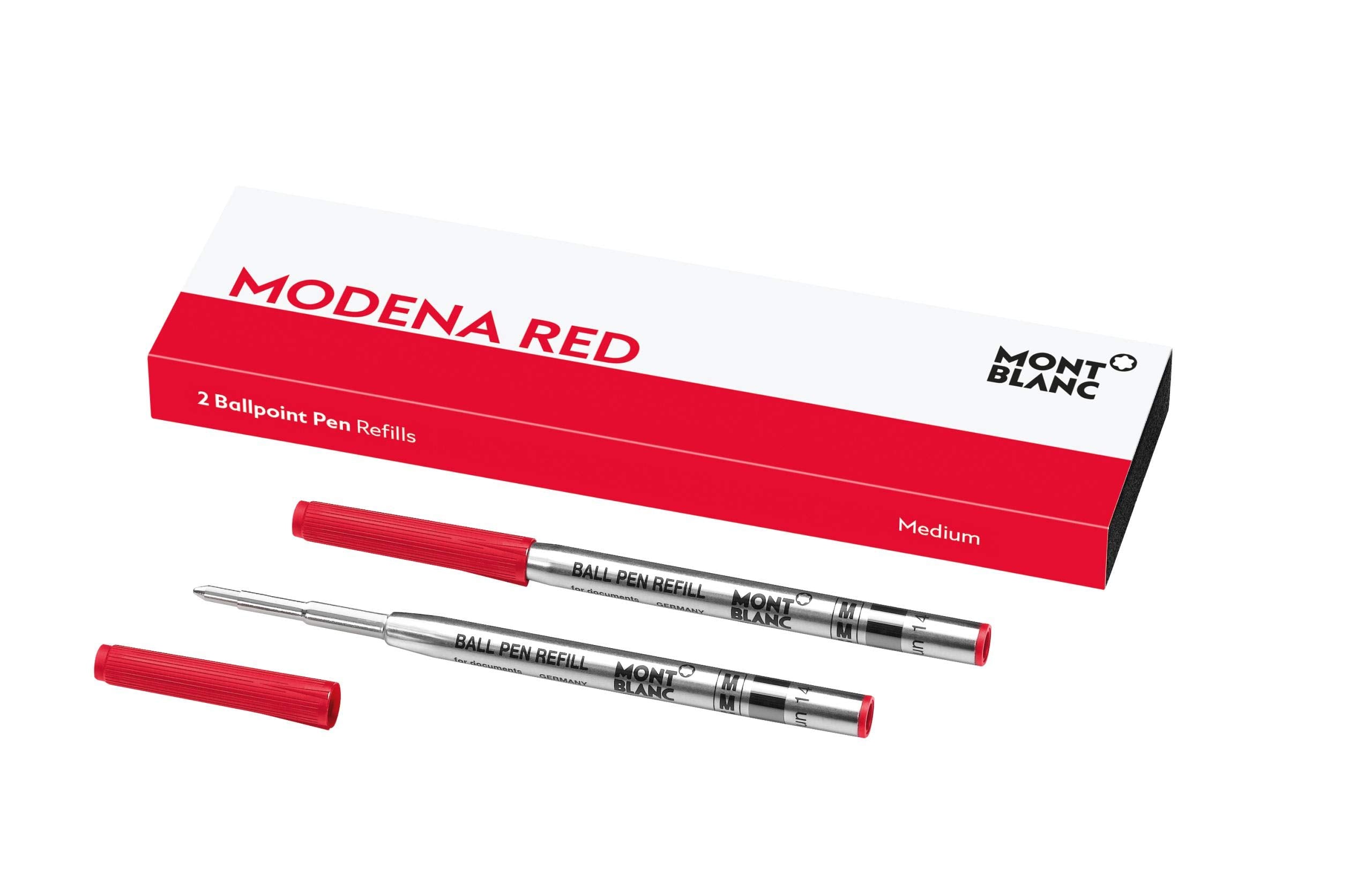 Montblanc Ballpoint Pen Refills (M) Modena Red 124516 - Refill Cartridges With A Medium Tip For Montblanc Ball Pens - 2 X Red Ba