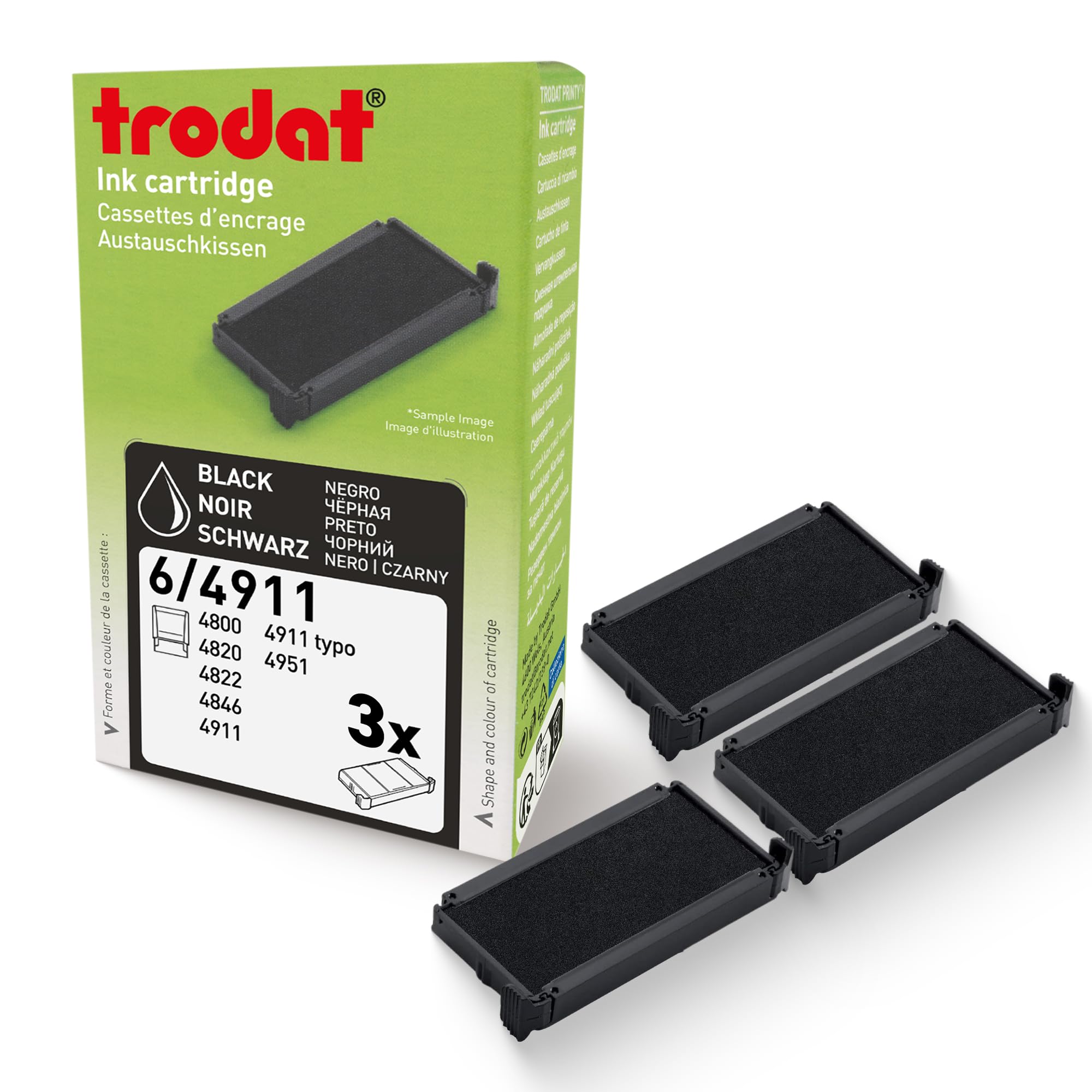 Trodat Replacement Pads, Printy 4911 Stamp, 3 Pack, Black