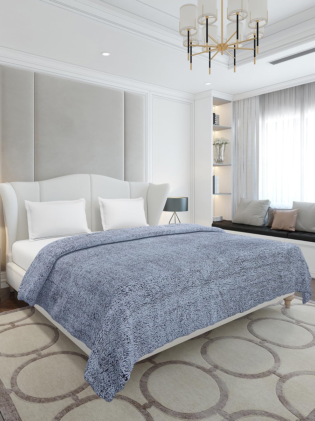Monte Carlo Blue Solid Double Bed 270 GSM Ac Blanket