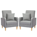 COLAMY Modern Accent Living Room Chairs Set of 2, Upholstered Fabric Armchair Reading Side Chair, Single Sofa with Back Pillow, 