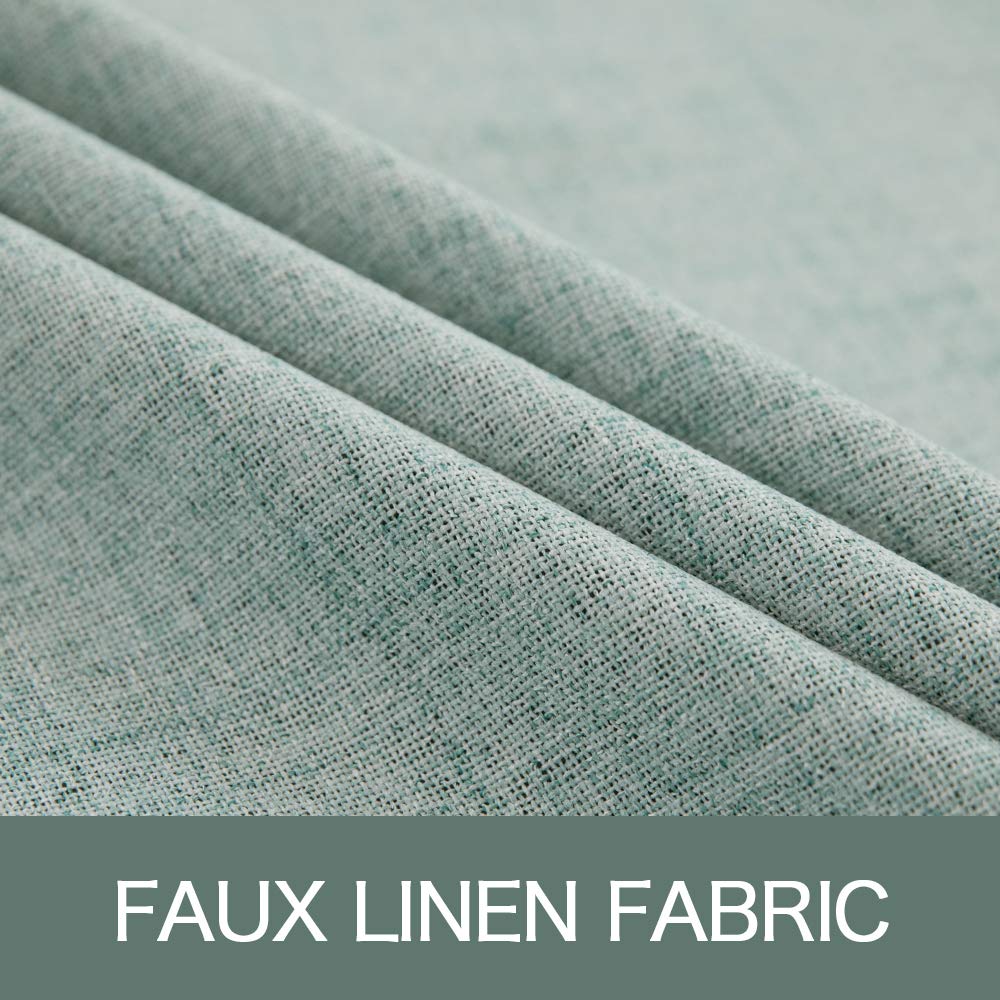 Miulee Linen Blackout Curtains And Drapes 100% Room Darken Thermal Insulated Grommet Window Panels With Coating 2 Pcs W 42 X L 84 Inches Seafoam Green