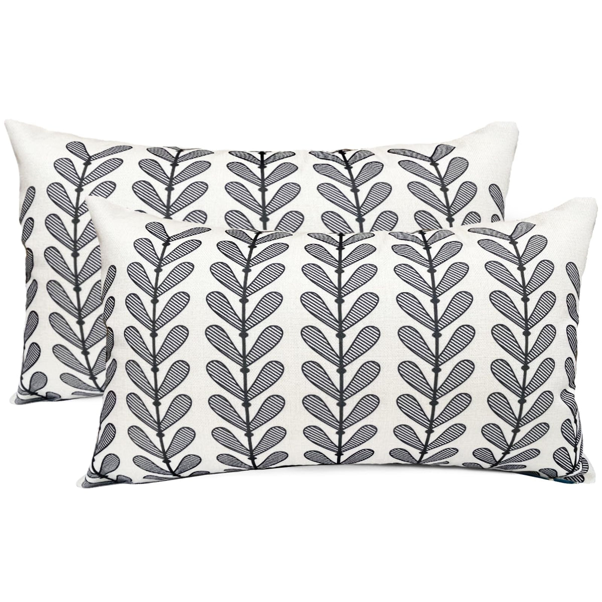 Rysmiyou Decorative Throw Pillow Covers Set Of 2 Black Pillow Covers 12X20 Inch Throw Pillow Cover Linen Pillowcase Modern Boho
