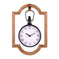 Stratton Home Decor Farmhouse 10" Liam Wall Clock - Hanging Decorative Timepiece - Lantern-Shaped Wood Frame With Leather Strap - For Bedroom, Living Room, Hallway, Entryway - Housewarming Gift