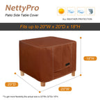 Nettypro Outdoor Patio Side Table Cover 20 X 20 Inch Waterproof Square Ottoman Table Cover All Weather Protection