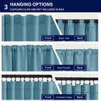 Hiasan Stone Blue Curtains 45 Inch Long, Light Blocking Thermal Insulated Rod Pocket & Back Tab Blackout Drapes Sewn With Tiebac