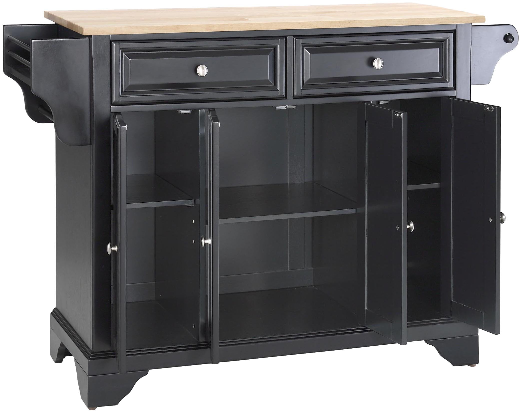 Crosley Furniture Lafayette Wood Top Rolling Kitchen Island Storage Cart, Microwave Stand, Spice Rack, Black