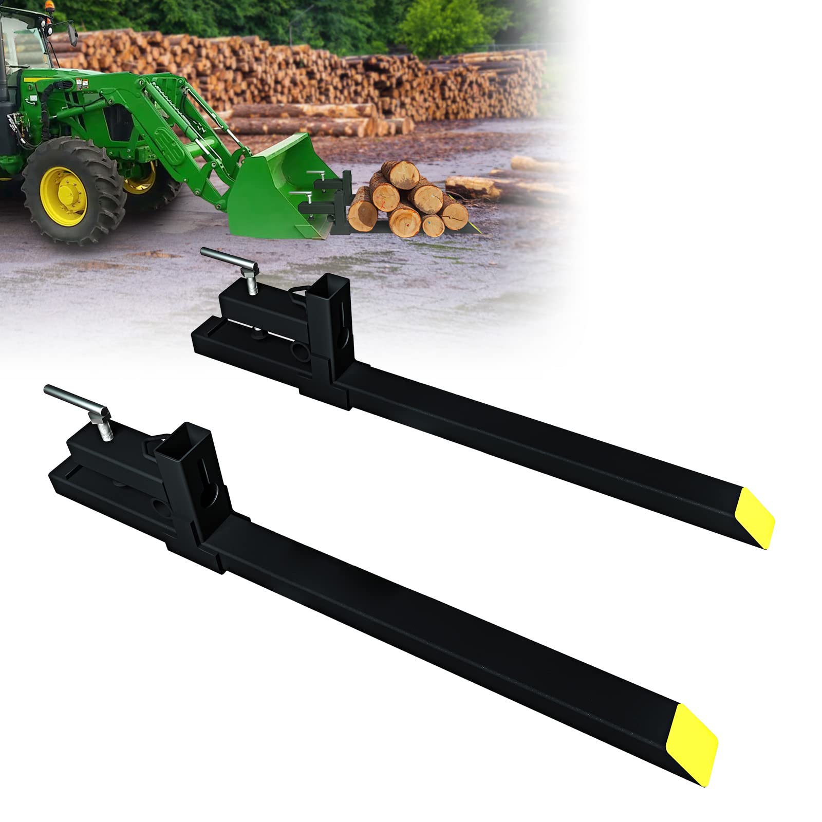 Sulythw Clamp On Pallet Forks, 43    Total Length 2000Lbs Clamp On Loader Forks For Tractor Bucket, Universal Heavy Duty Bucket