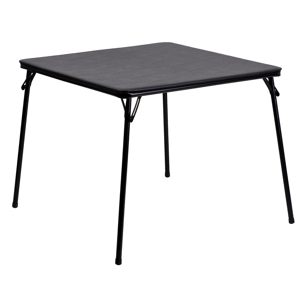 Flash Furniture Madelyn 33.5" Square Folding Multipurpose Card Table with Padded Vinyl Top, Portable Folding Game Table for 4 Players, Black