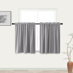 Koufall Tier Curtains For Kitchen,Blackout Short Modern Curtains For Living Room Bedroom Bathroom,Light Gray,24 Inch Long