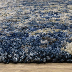 HomeRoots 507835 8 x 11 ft. Blue & Gray Abstract Shag Power Loom Stain Resistant Rectangle Area Rug