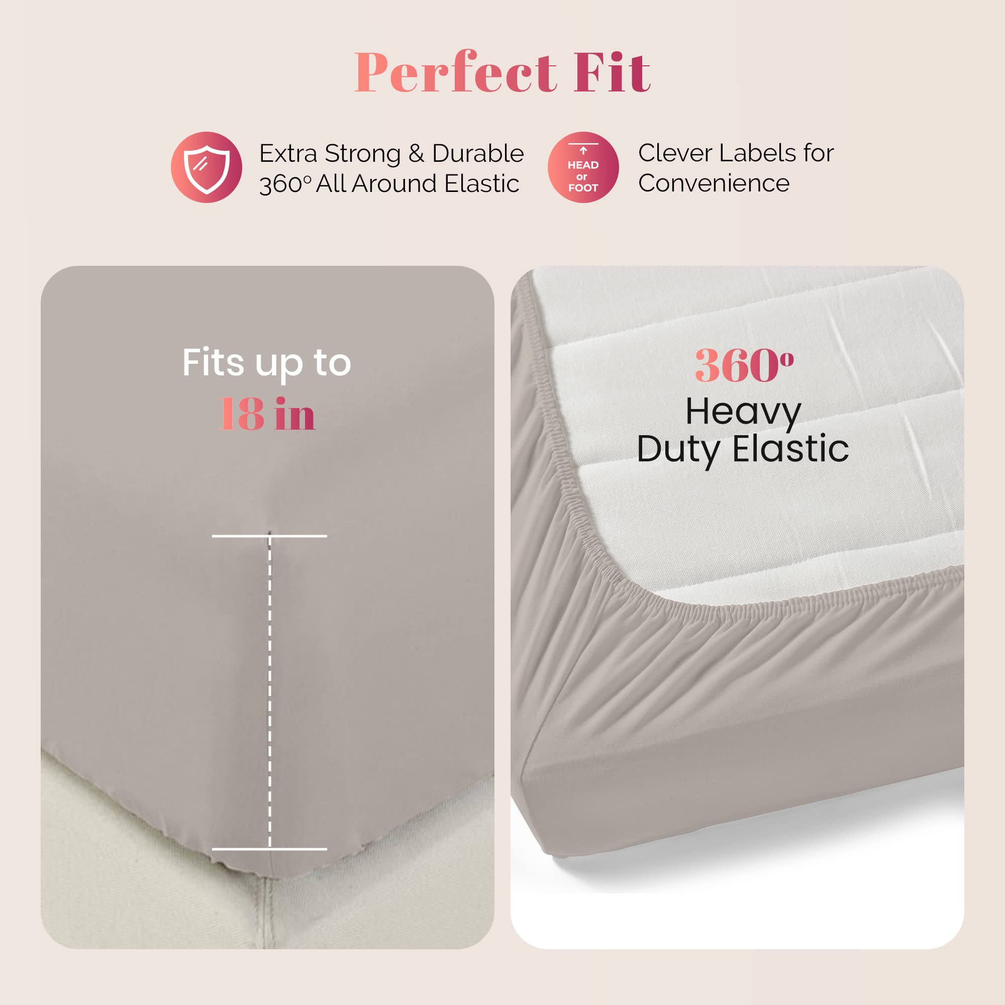 Ashton Sheets Premium 1000-Thread-Count Egyptian Cotton Queen Fitted Sheet Only - 16'' Deep Pocket Queen Fitted Sheet, Easy Snug