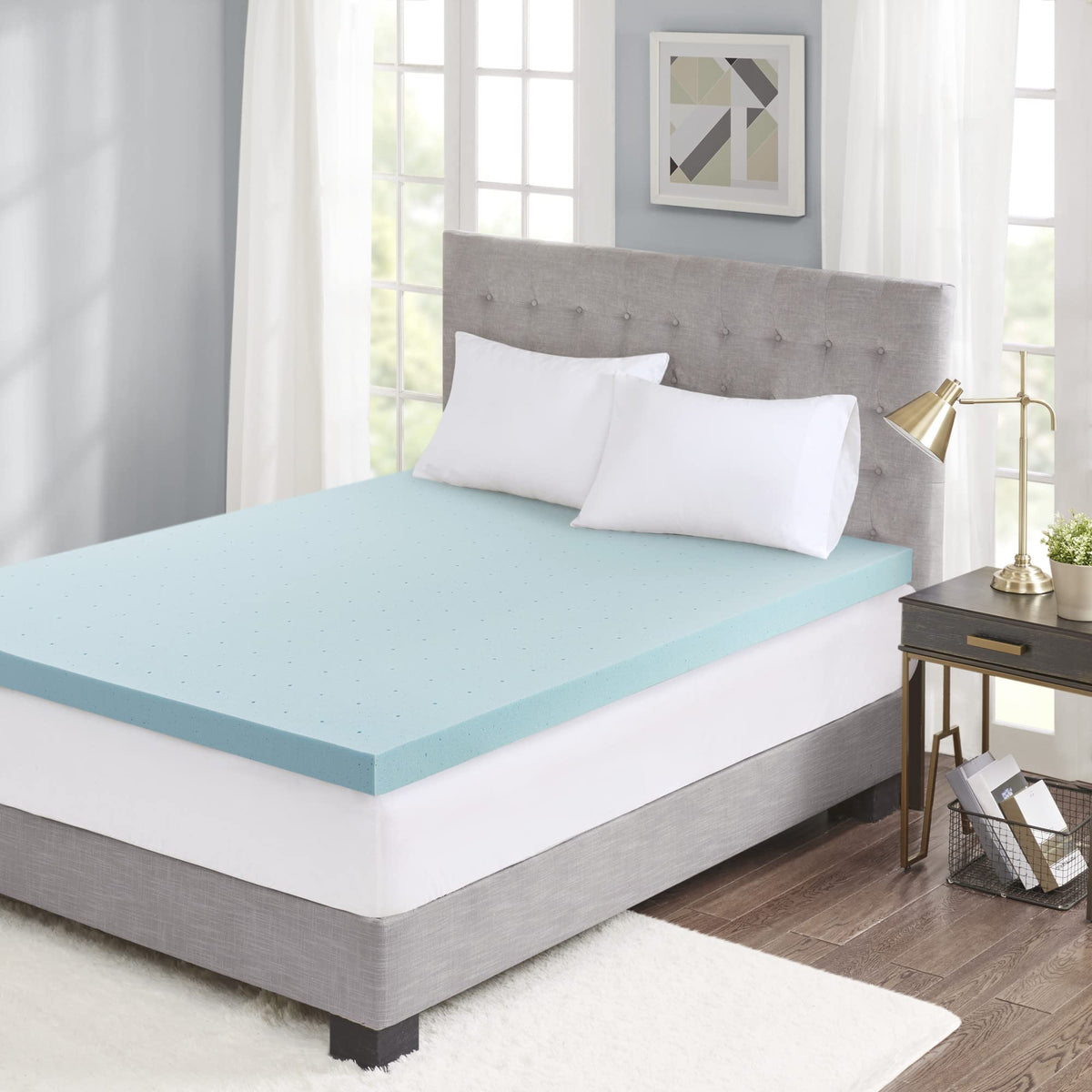 Sleep Philosophy Gel Infused Memory Foam Mattress Topper Luxurious All Season Enhanced Bed Support, Full(3' Thick), Removable C
