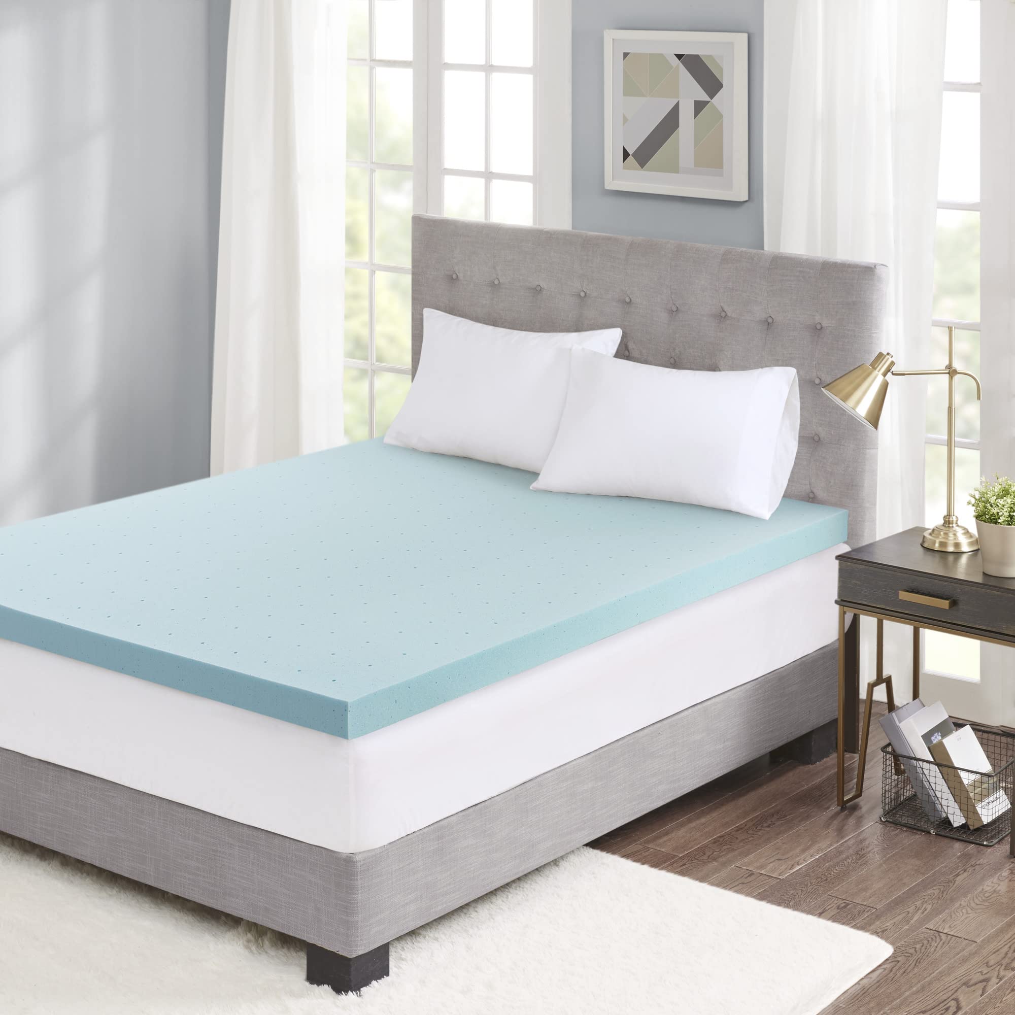 Sleep Philosophy Gel Infused Memory Foam Mattress Topper Luxurious All Season Enhanced Bed Support, Full(3' Thick), Removable C