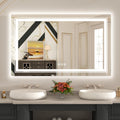 WTTY LED Bathroom Mirror 48x30 with RGB Backlit and Front Light,Stepless Dimmable LED Mirror for Bathroom,Lighted Bathroom Vanit