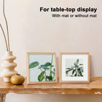 Kinlink 10X10 Picture Frames, Square Natural Wood Frames With Acrylic Plexiglass For Pictures 6X6 With Mat, Tabletop And Wall Mo