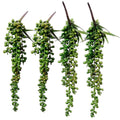 Supla 4 pcs Artificial Hanging Succulents Faux Burros Tail Picks Trailing String of Pearls Succulent Greenery Sprays 13.4 L for