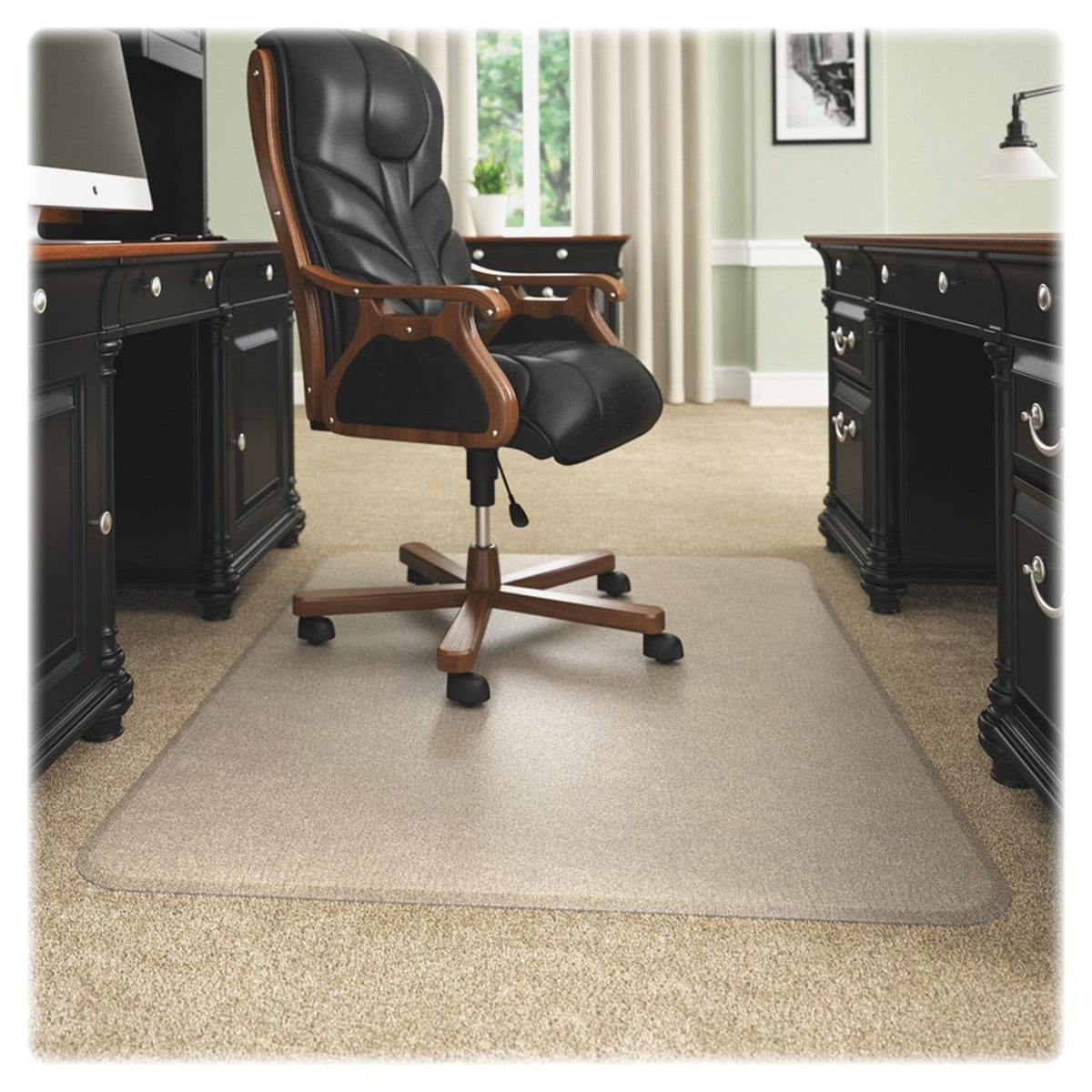 Deflect-O Execumat Studded Beveled Chair Mats For Highest Pile/Plush Carpeting Chairmat,45X53,W/Lip,Cr 810K20 (Pack Of2)