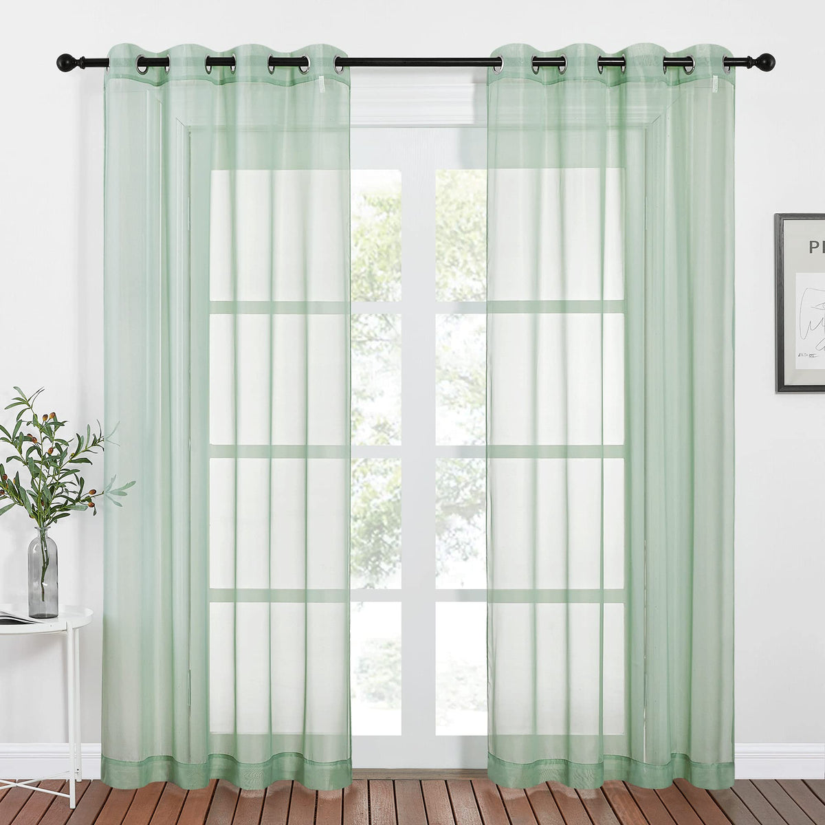 Nicetown Sheer Window Curtains For Farmhouse, Ring Top Voile Textured Window Treatment Vertical Panels For Study Room/Bedroom/Li