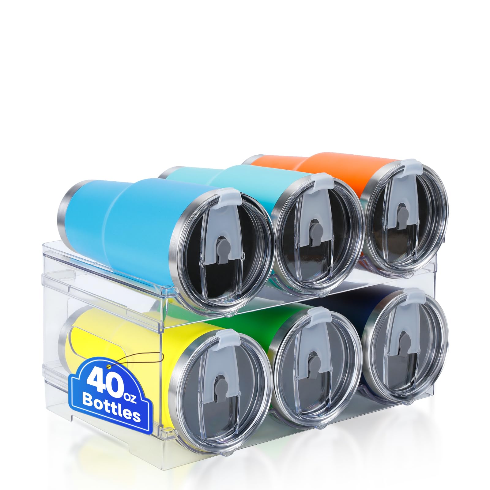 Damomo Water Bottle Organizer For Stanley 40 Oz, 2 Pack Stackable Water Bottle Organizer, Clear Holder For Tumbler Travel Mug Cu