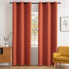 Miulee 90' Long Room Darkening Curtains Thermal Insulated Rust Terracotta Drapes Window Treatment Set Grommet Top Light Blocking Blackout Curtain For Fall Living Room/Bedroom 2 Panels Burnt Orange
