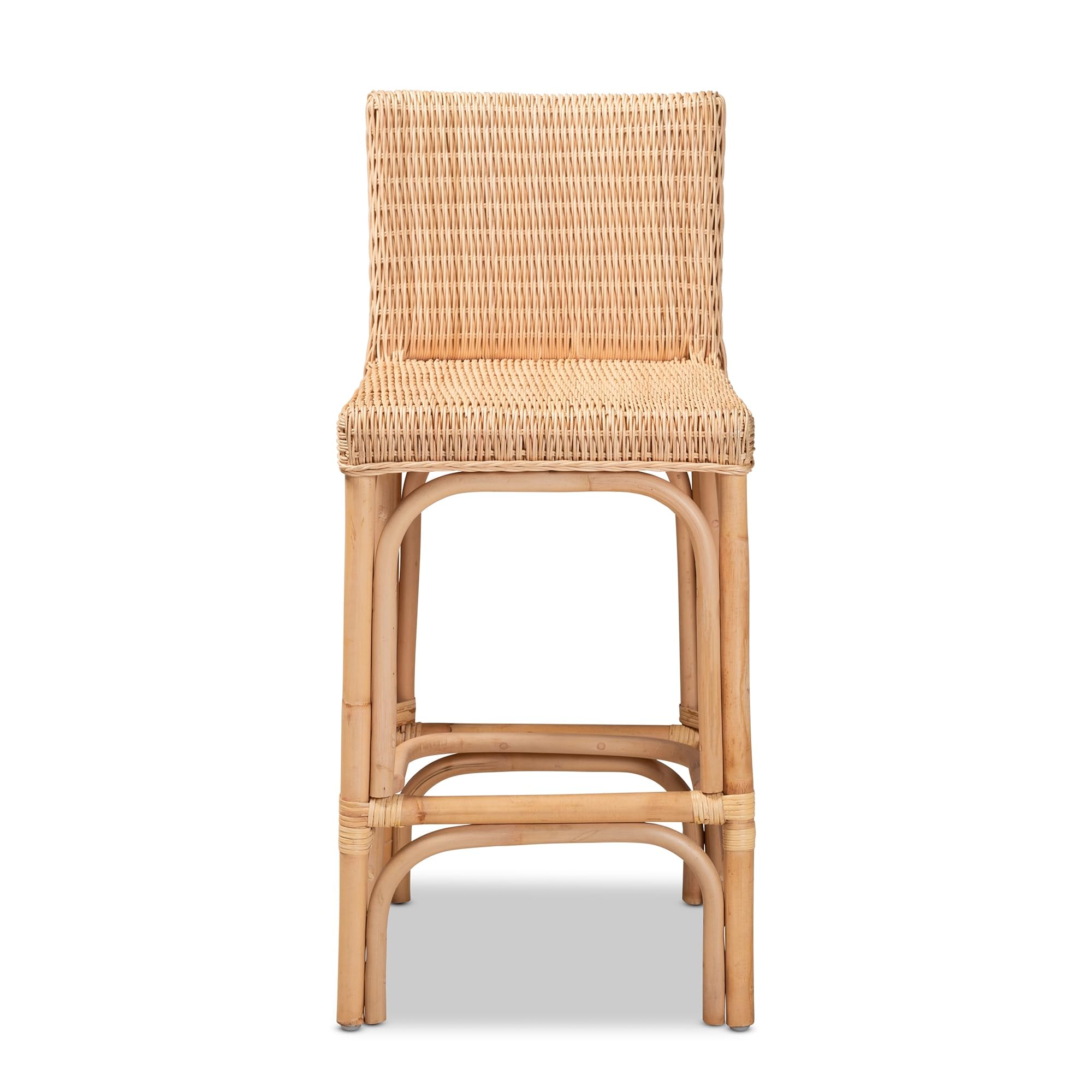 Baxton Studio Athena Modern and Contemporary Natural Finished Rattan Counter Stool