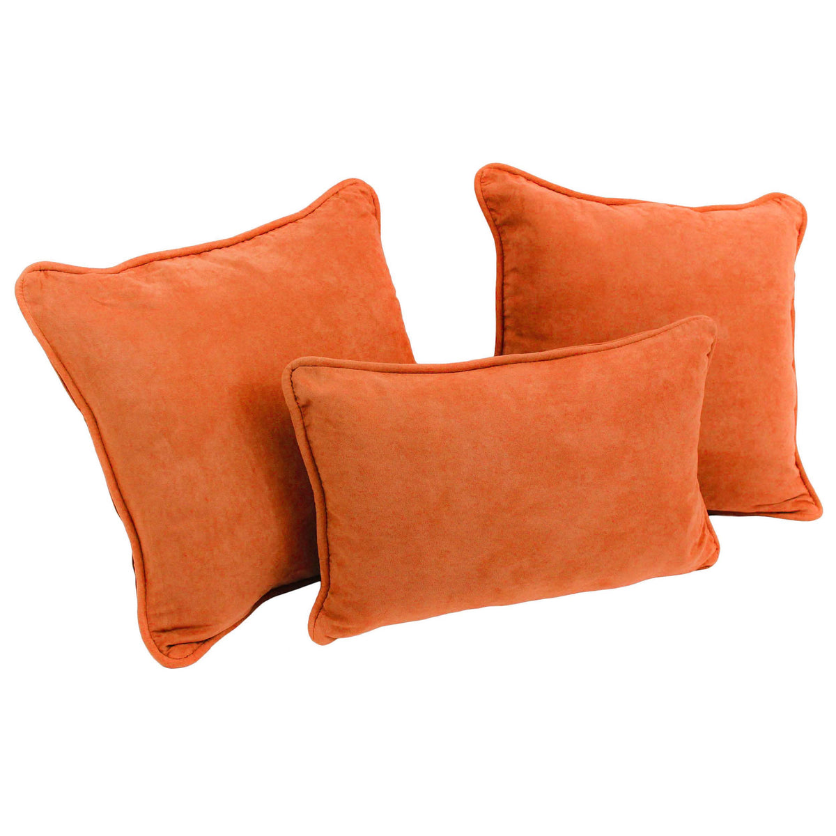 Blazing Needles Corded Microsuede Throw Pillow Set, Tangerine Dream 3 Count