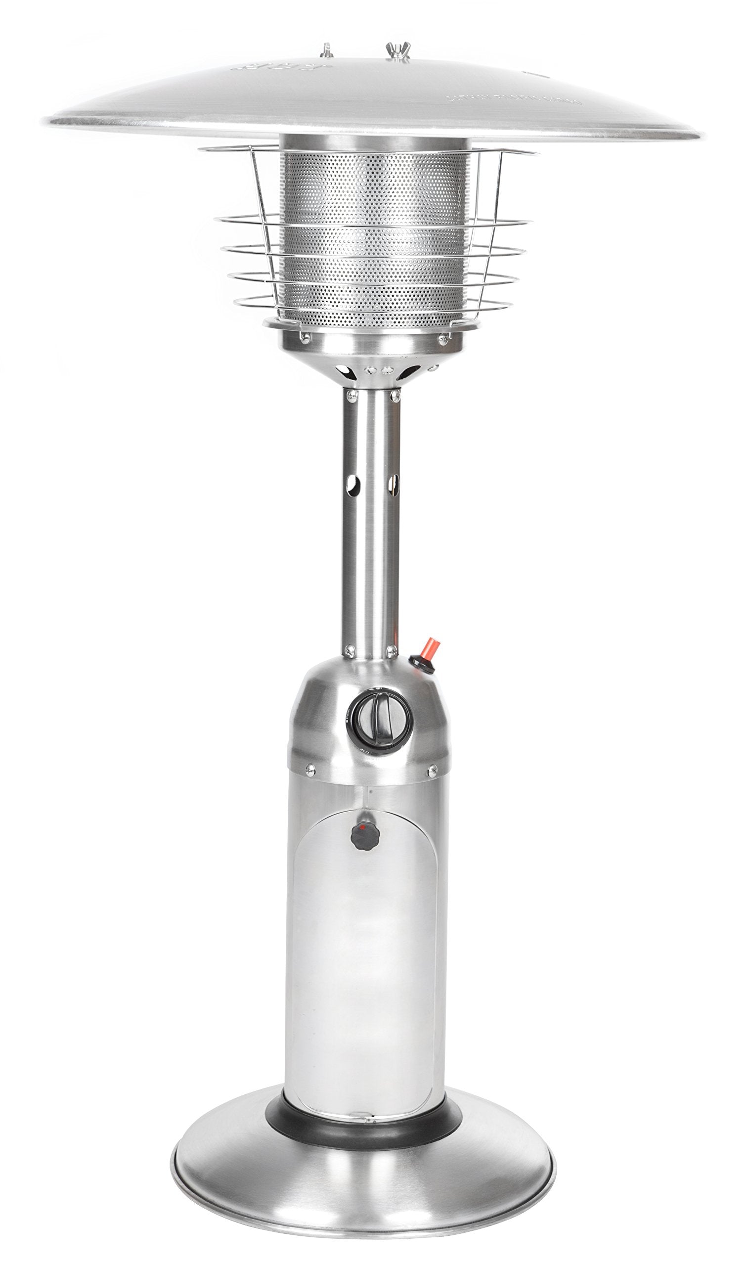 Fire Sense 60262 Portable Patio Heater Outdoor Tabletop Lightweight Propane 10,000 BTU Auto-Shutoff Valve CSA Approved - Stainle
