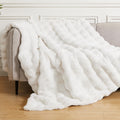 Orinova White Faux Rabbit Fur Throw Blanket For Bed Living Room 50X60 Thick Soft Throw Blanket Fluffy Bed Furry Best Housewarmin