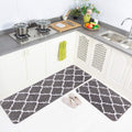 Carvapet 2 Pieces Microfiber Moroccan Trellis Non-Slip Soft Kitchen Mat Bath Rug Doormat Runner Carpet Set, 20x63+20x31, Grey