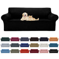 2025 New Stretch Oversized Sofa Slipcovers Couch Sofa Cover For 4 Seater Furniture Protector Covers With Elastic Bottom Jacquard Fabric Small Checks For Pets, Kids - Black