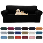 2025 New Stretch Sofa Slipcovers Couch Cover For 3 Cushion Furniture Protector Sofa Covers With Elastic Bottom Jacquard Fabric Small Checks For Pets, Kids -Sofa, Black