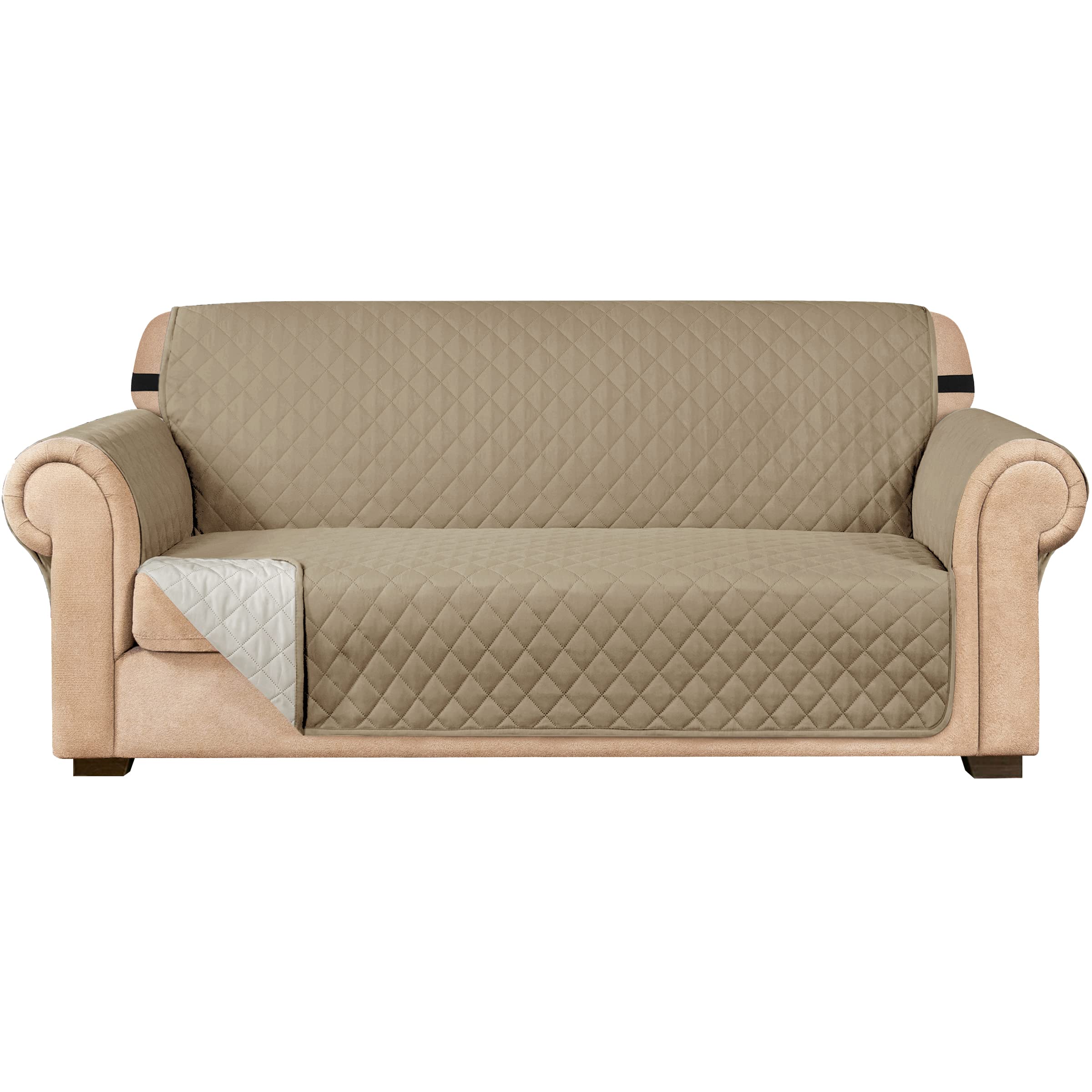 Subrtex Sofa Slipcover Reversible Sofa Cover Couch Cover Quilted Slipcover Furniture Protector With Elastic Straps Covers For Li
