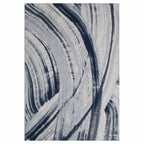 HomeRoots Ivory/Blue Heat-Set Polypropelene 8’ x 11’ Navy Ivory Abstract Strokes Modern Area Rug