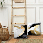 Supwhd Abstract Black White And Gold Pillow Covers 24X24 Set Of 2 - Modern Pillow Covers, Modern Home Decor, Black And Gold Deco
