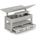 Rolanstar Coffee Table Lift Top, Multi-Function Convertible Coffee Table With Drawers And Hidden Compartment, Coffee Table Converts To Dining Table For Living Room, Home Office,Grey