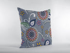 HomeRoots Red, Orange, Blue, Green On Gray 16â€ Gray Pink Floral Suede Throw Pillow