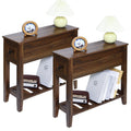 Lusuowlz 2 Pack Chairside Narrow End Table With Drawer, Solid Recliner Side Table With Storage Shelf, Slim Nightstand Bedside Ta